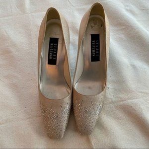 Stuart?Weizmann vintage cream high heels with rhinestones size 8b